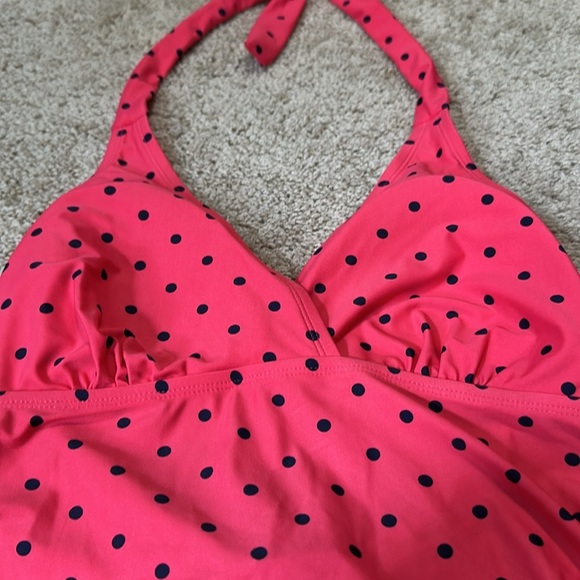 Motherhood Maternity Beach Bump One Piece Swimsuit Size M Pink Polka Dots - Picture 2 of 6